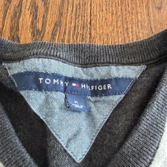 Tommy Hilfiger Dark Gray and Cream Argyle Cotton Sweater - Picture 3 of 5